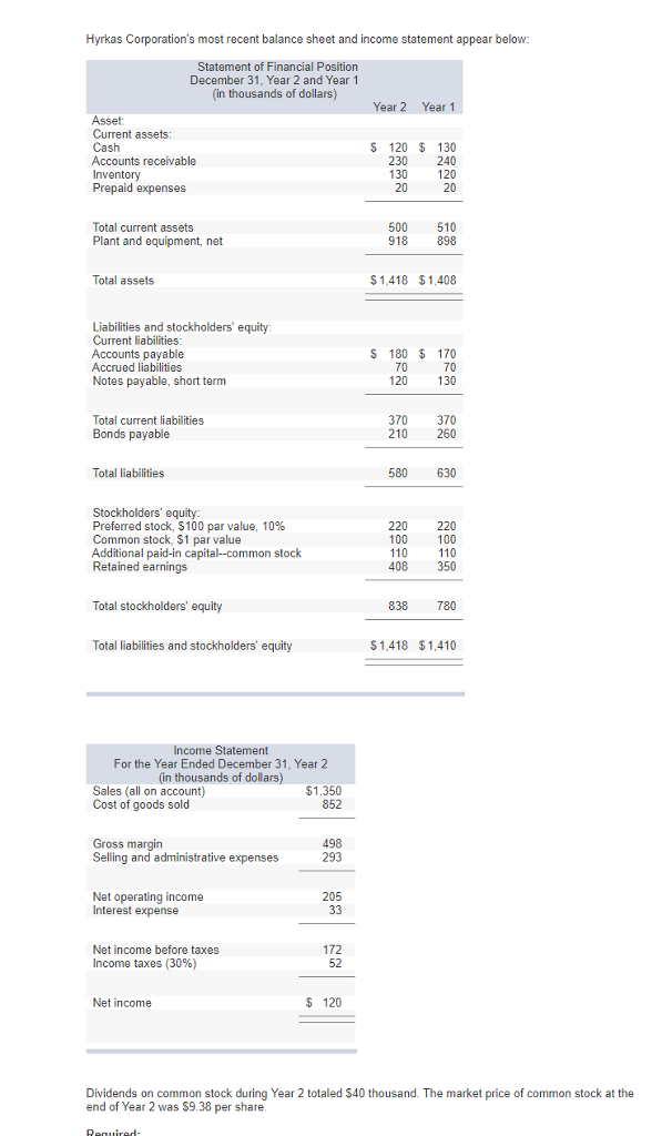  D. Compute the dividend payout ratio for Year 2. (Do not
