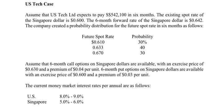  US Tech Case Assume that US Tech Ltd expects to pay