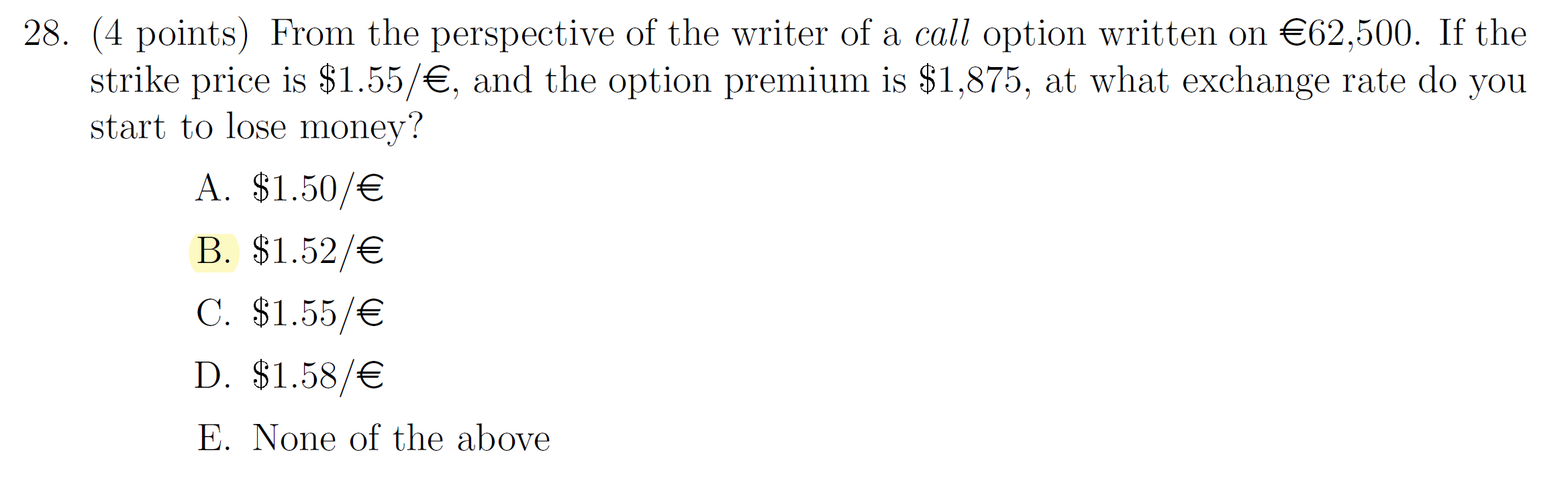 Please explain how you get this answer. 28. (4 points) From the