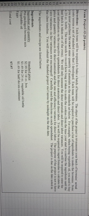  - Team Project #3 (20 points) Directions: Each team will be