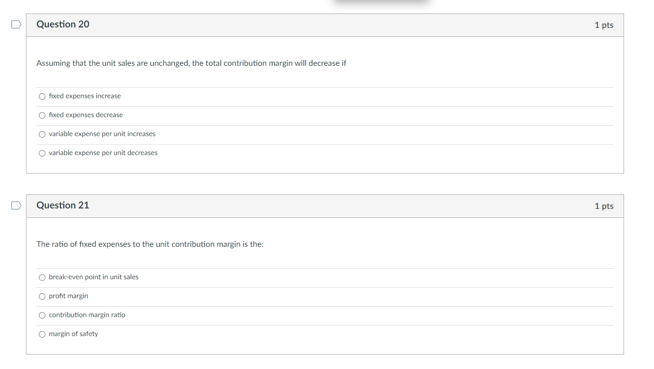 cost per unit a proportionate increase in total fixed costs an unchanged
