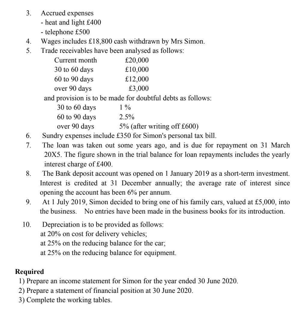 He prepares his financial statements to 30 June each year. At 30