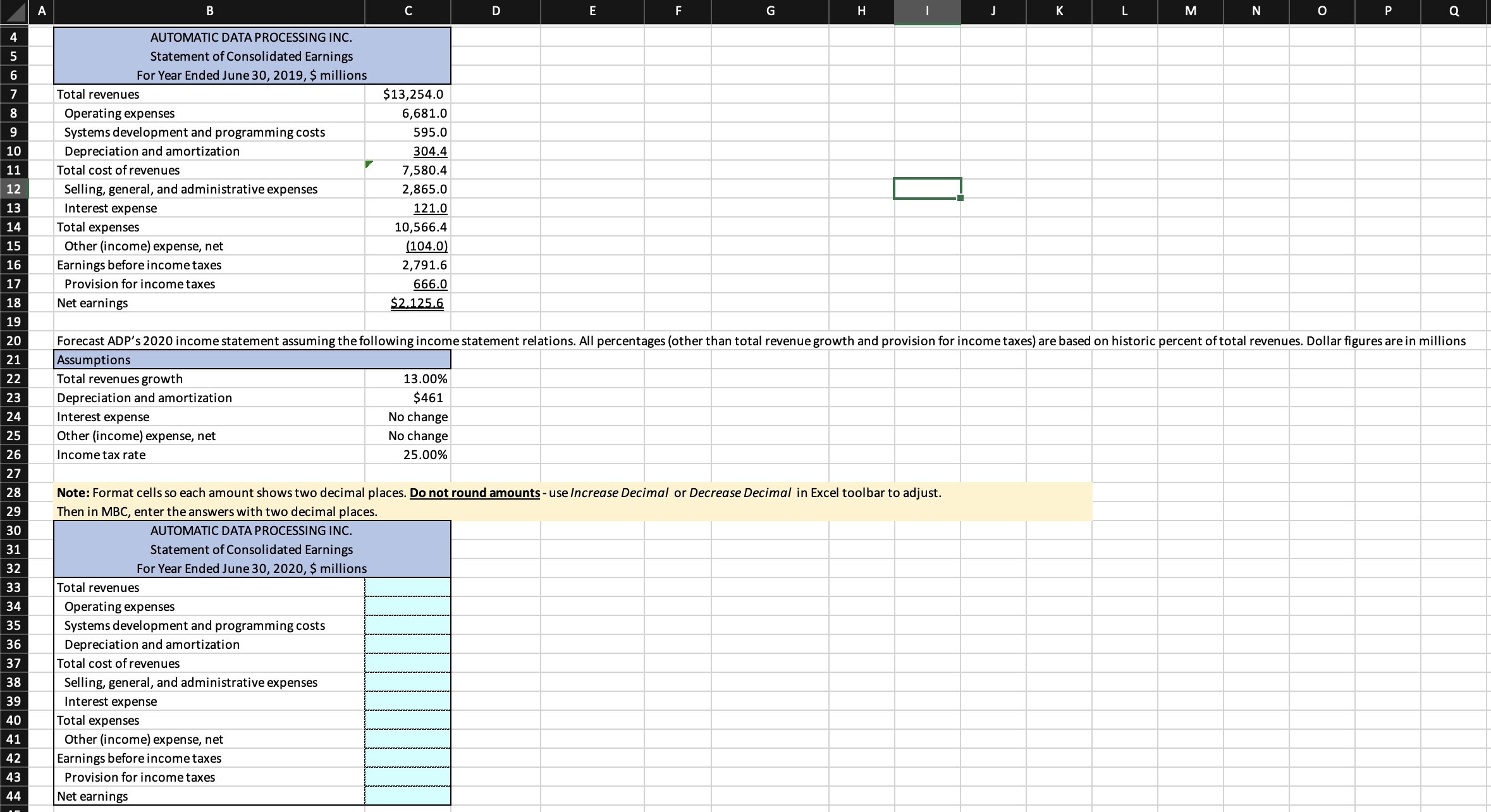  AUTOMATIC DATA PROCESSING INC.],[Statement of Consolidated Earnings],[For Year Ended June 30,2019,