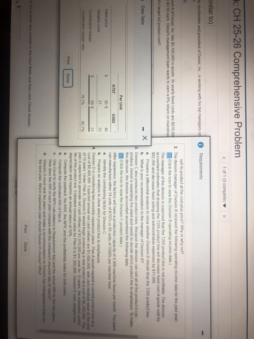 time. 18(0complete) Requirements - X ations 1. Division A of Deisel, Inc.