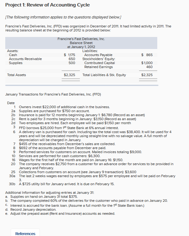 I need help contructing a journal entry worksheet Francines Fast Deliveries, Inc.