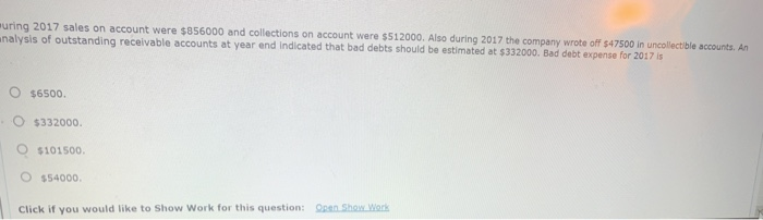related to December 31, 2016 balances. Accounts receivable $3310000 Allowance for doubtful