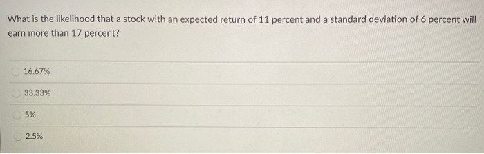  What is the likelihood that a stock with an expected return