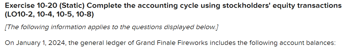  Thank you! Exercise 1020 (Static) Complete the accounting cycle using stockholders'