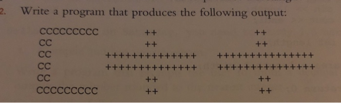 Write a program that produces the following output: ccccccccc cc cc cc