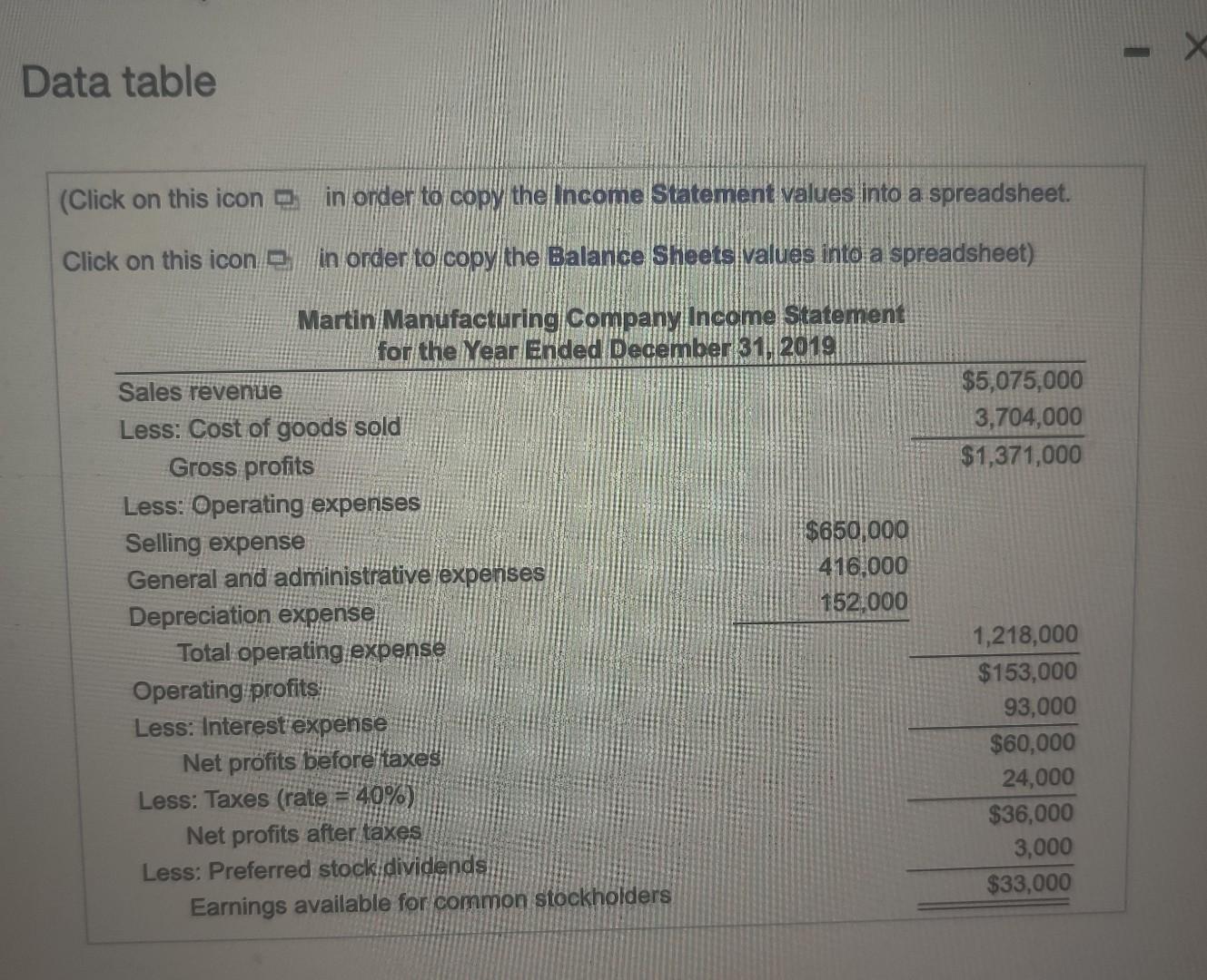 order to copy the Income Statement values into a spreadsheet. in order