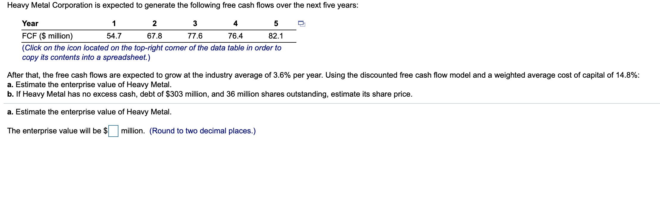 Answer A & B Heavy Metal Corporation is expected to generate the