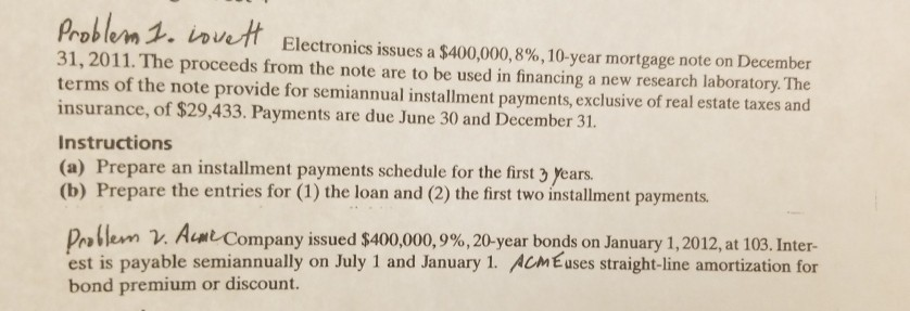  problem 1 1. iovett Electron . Dovet Electronics issues a $400,000,8%,