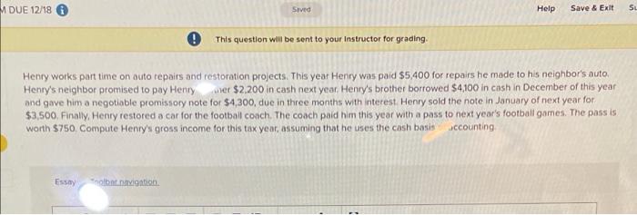  M DUE 12/18 Saved Help Save & Exit SU This question