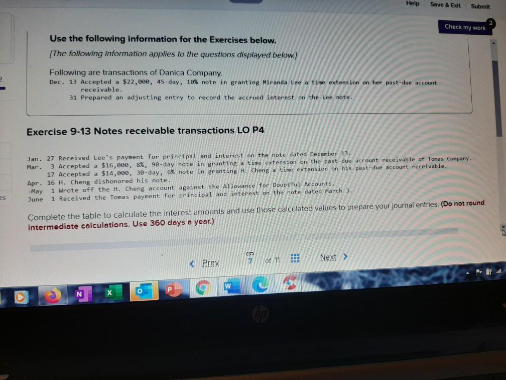 Help Save & Exit Submit Check my work Use the following