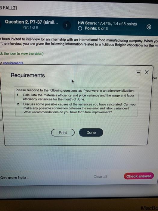 international food manufacturing company. When you arrive for the interview, you are