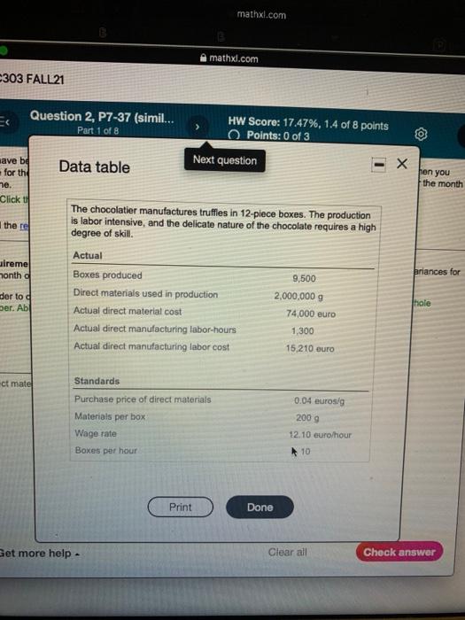 given the following information related to a fictitious Belgian chocolatier for the