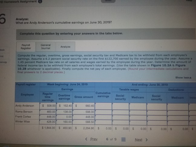 payroll register, journalizing payroll transactions. LO 10-2, 10-3, 10-4, 10-5 City Place