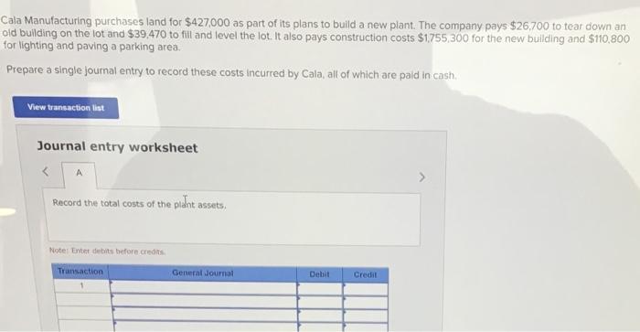 Use the following information for the Quick Studies below. (Algo) The following