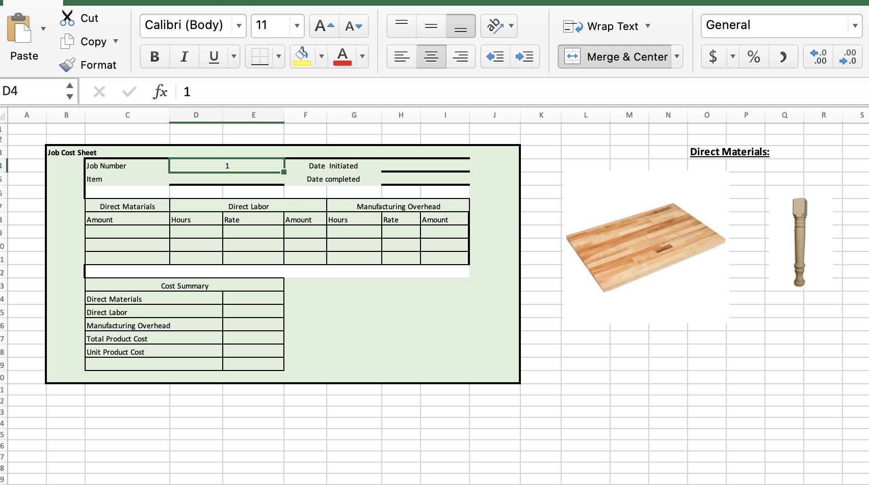 Step 1 You work for Thunderduck Custom Tables Inc. This is the