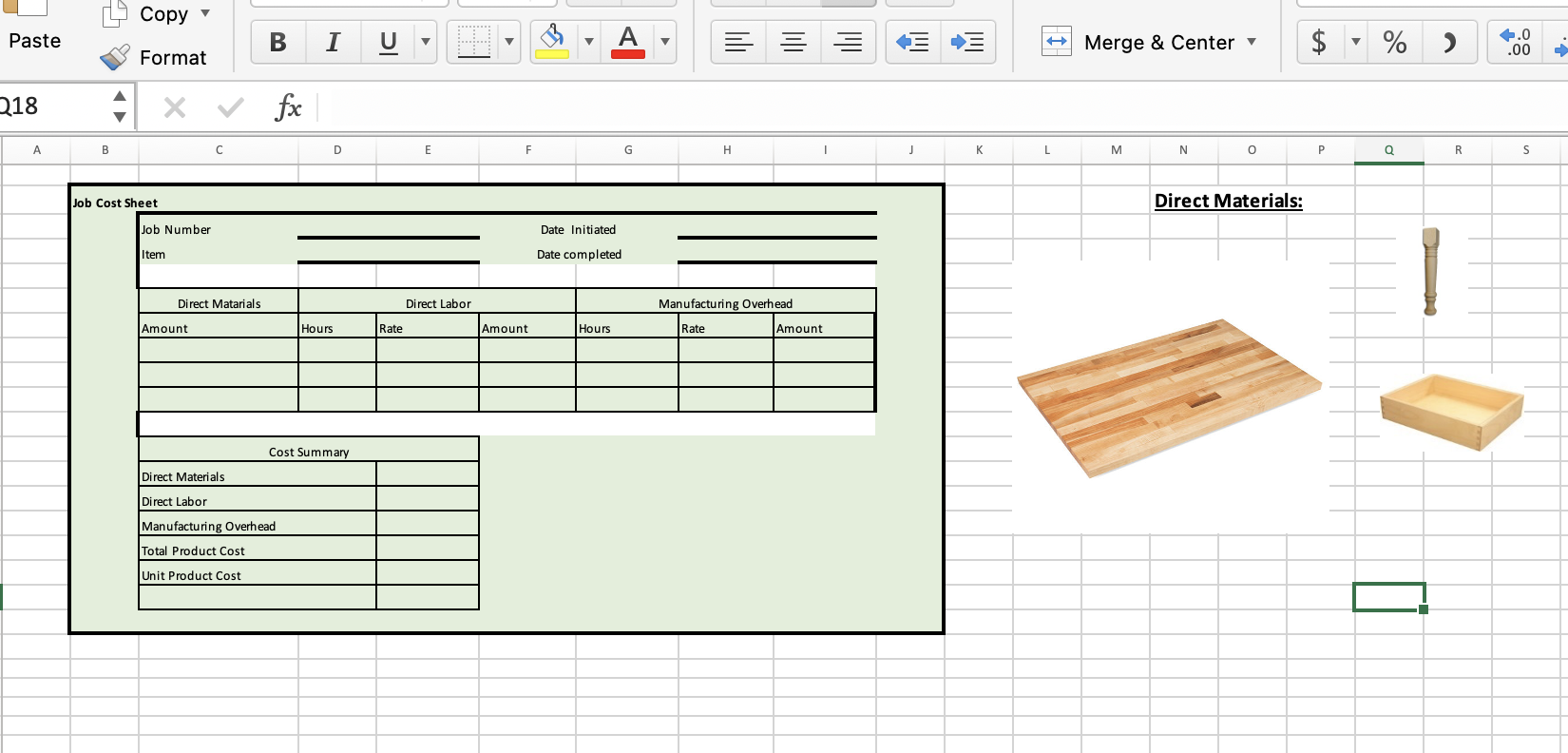 first month of operations. The company designs and manufactures specialty tables. Each