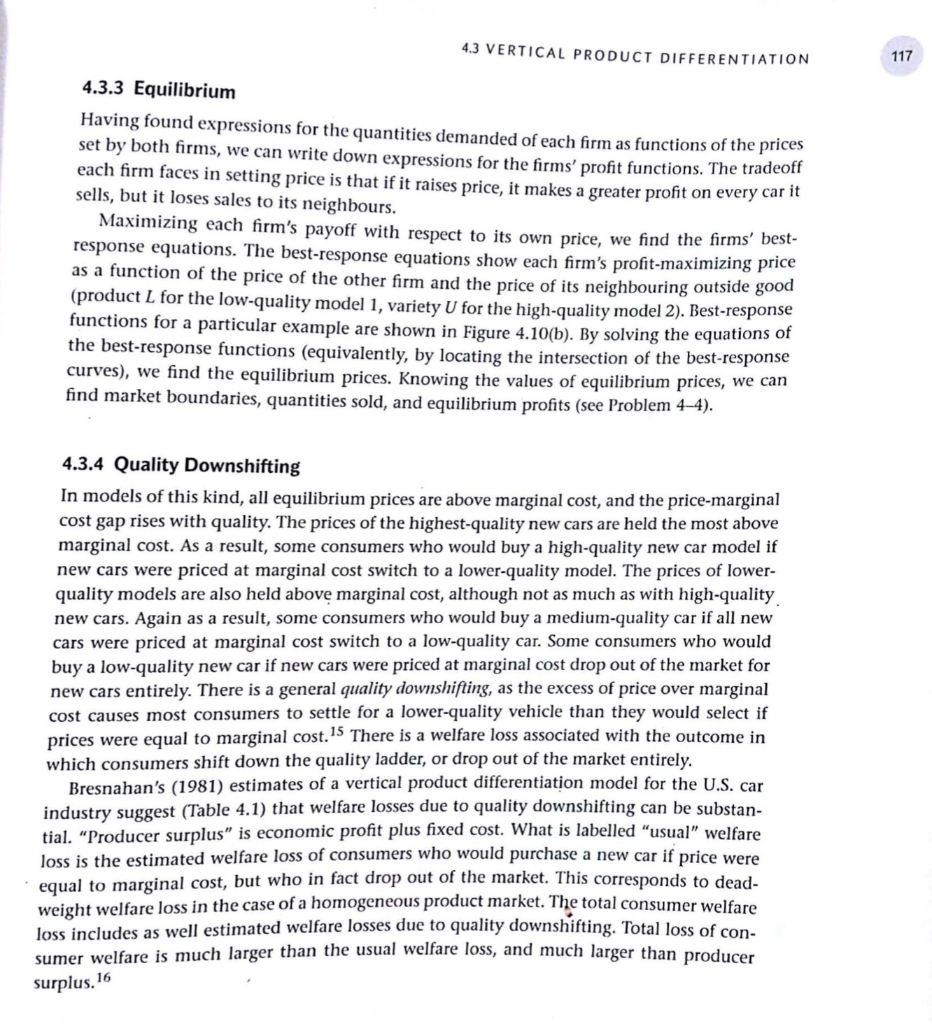 with two vertically differentiated varieties (XL = 1, x1 = 2, x2