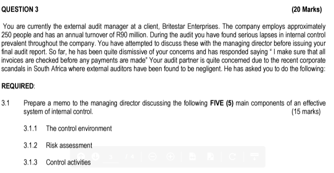 internal control prevalent throughout the company. You have attempted to discuss these