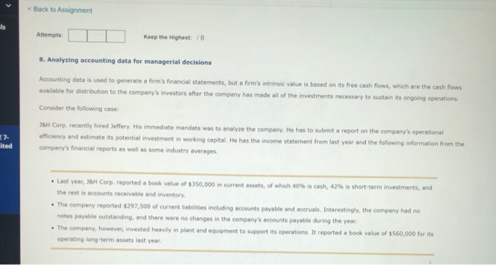 s < Back to Assignment Attempts: Keep the Highest: /8 7- ited