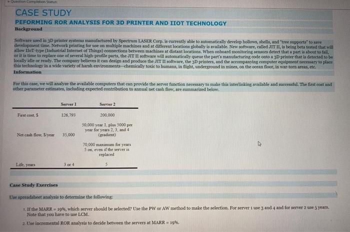  Completion CASE STUDY PEFORMING ROR ANALYSIS FOR 3D PRINTER AND IIOT