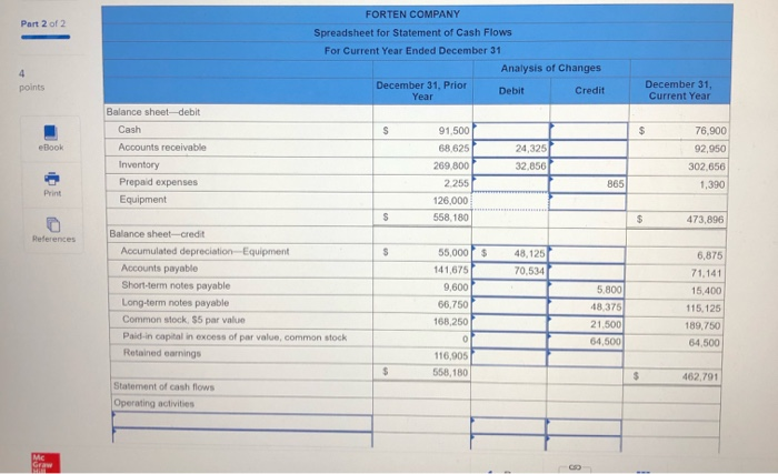 comparative balance sheets, and additional information follow. For the year, (1) all