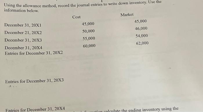  Using the allowance method, record the journal entries to write down