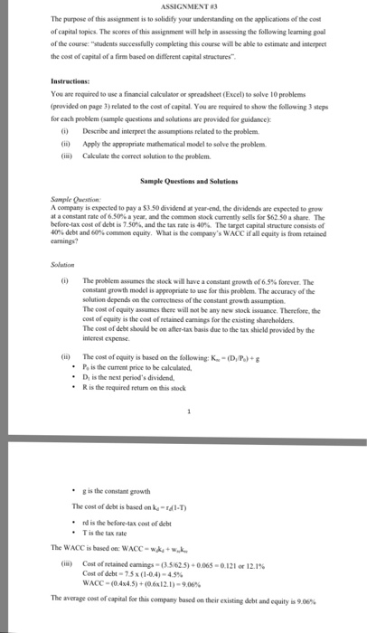  ASSIGNMENT The purpose of this assignment is to solidify your understanding