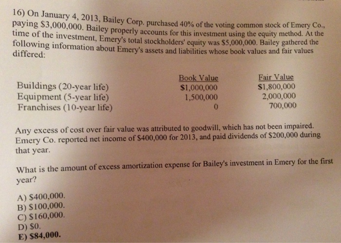  Please show all work. 16) On January 4, 2013, Bailey Corp