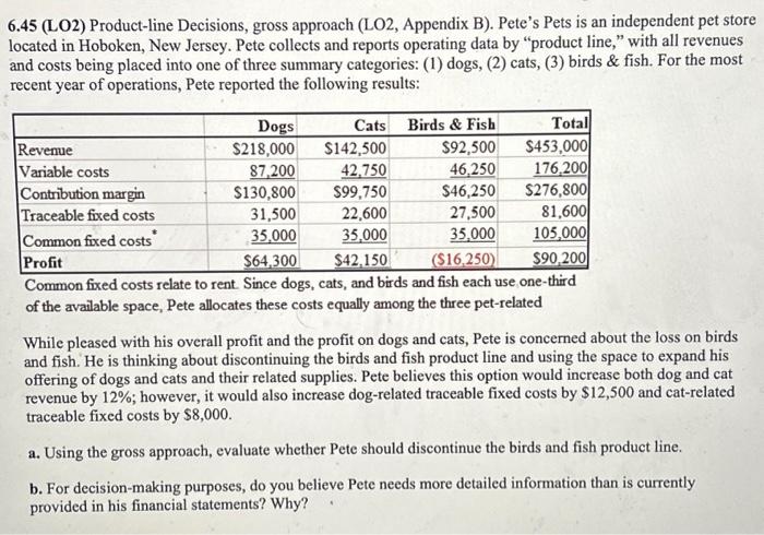 lines, A and B. Product line A has been weak for several