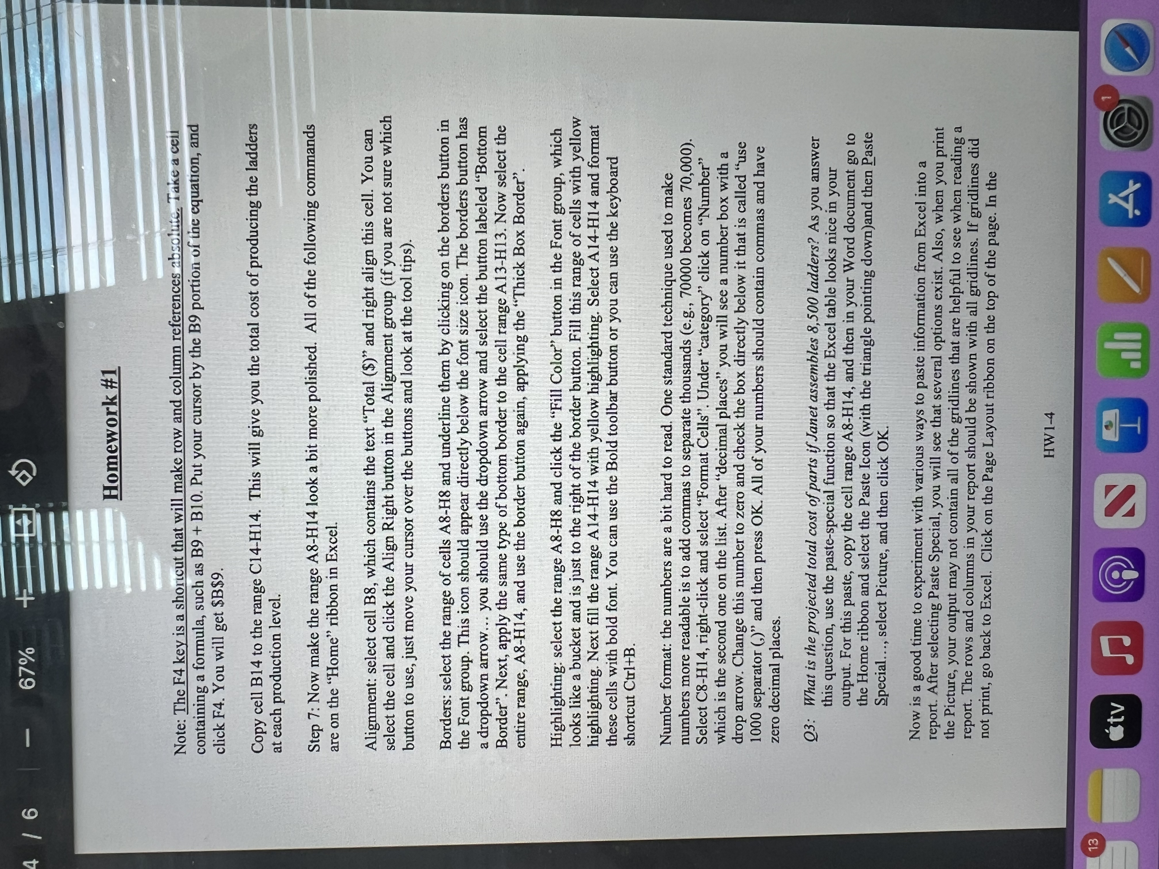  4 Homework #1 Note: The F4 key is a shoricut that
