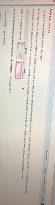  GALAT Brief Exercises Your answer is partially correct. Try again. In