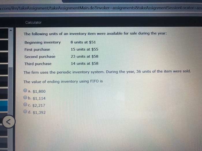 answer the following question. The following units of an inventory item were