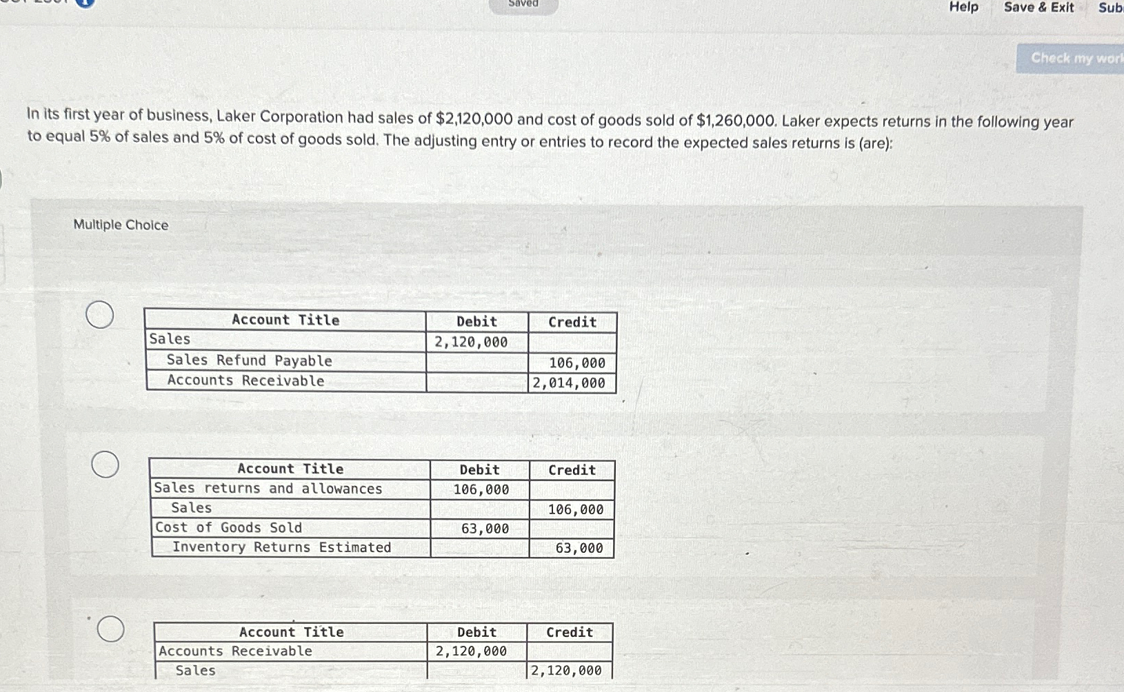  Help Save & Exit Sub In its first year of business,
