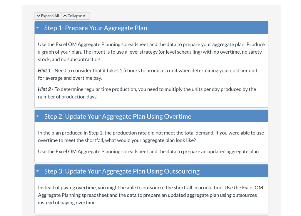 include the quantity and timing of production for the intermediate future (typically