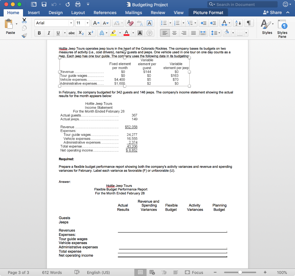 Budgeting Project Q Search in Document Home Insert Design Layout References