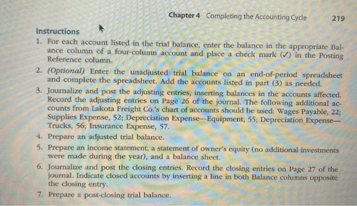  SOS please someone help me get through this accounting cycle! Instructions