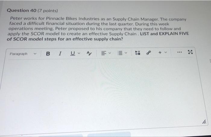 please help it's urgent Question 40 (7 points) Peter works for Pinnacle