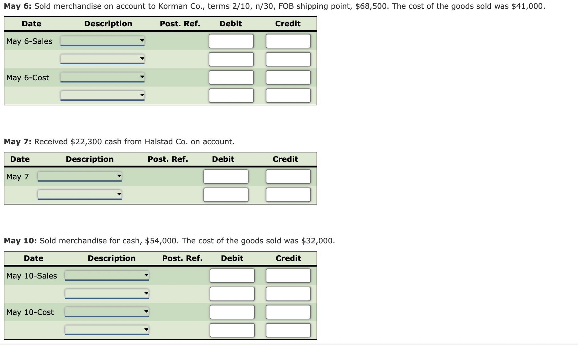 5: Part 6: Part 1 and Part 2: Palisade Creek Co. is