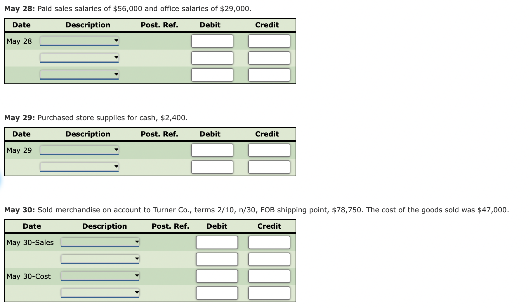 If an amount box does not require an entry, leave it blank.