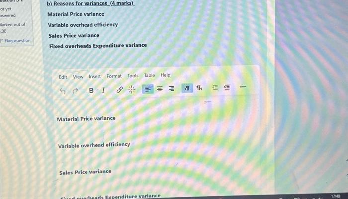 Material Prke vuiarxe Variable overhead efficiency price Expenditure Edg View Material price