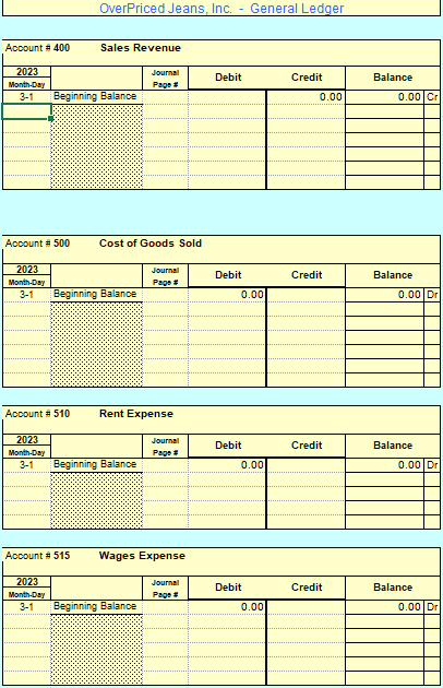 \end{tabular} & & JournalPage# & Debit & Credit & Balance & \\