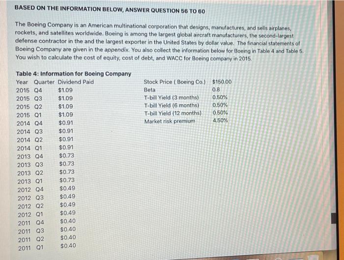 pls solve and send BASED ON THE INFORMATION BELOW, ANSWER QUESTION 56