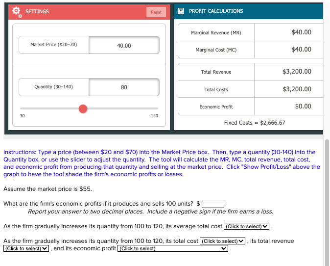  Instructions: Type a price (between $20 and $70 ) into the