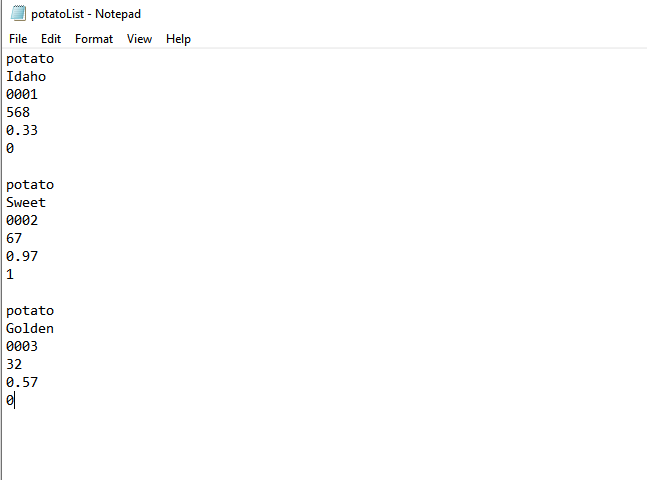 made classes #include "apple.h" #include "potato.h" // using statements using std::cout; using