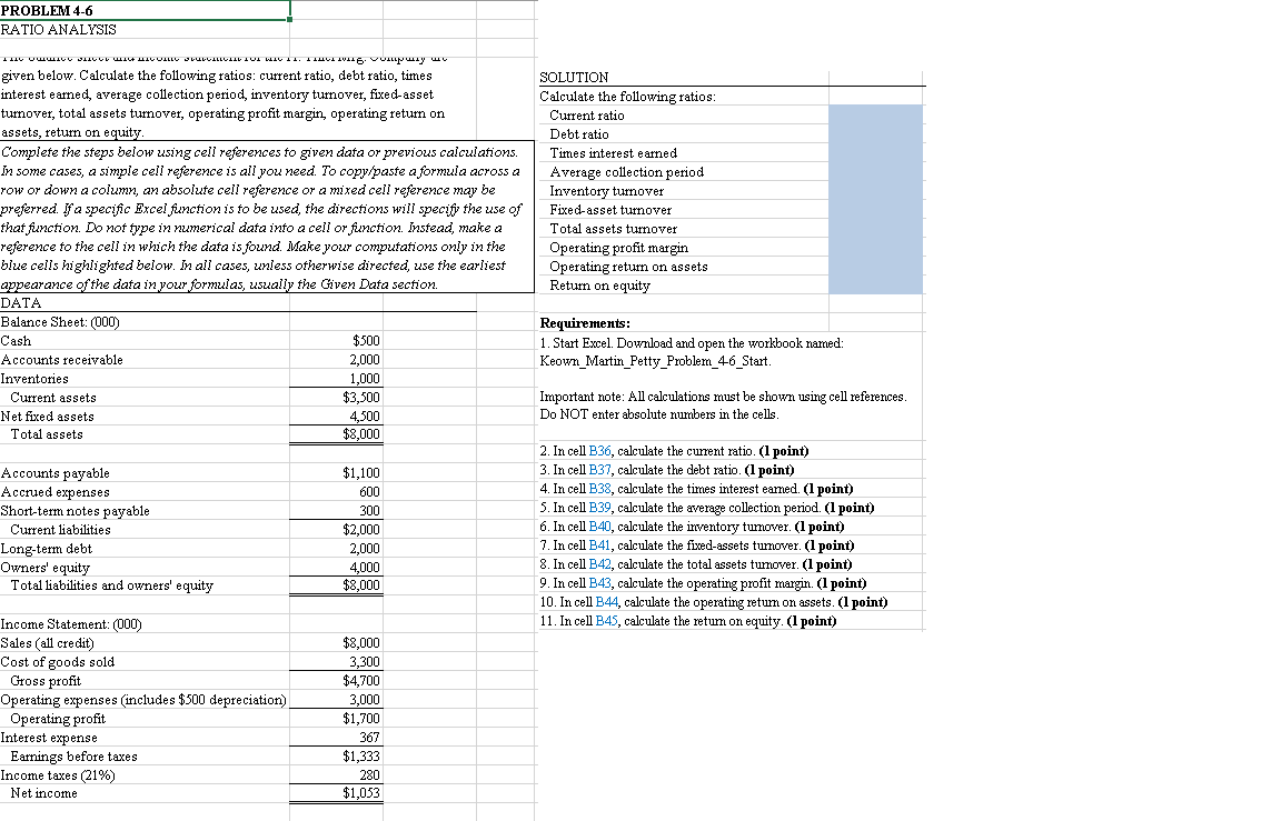  Solve with excel In cell B19, input the net sales amount.