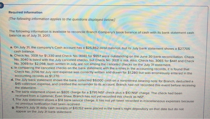  Required information The following information applies to the questions displayed below]